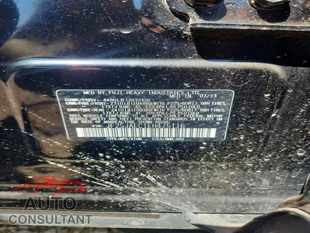 SUBARU FORESTER 2014 - JF2SJAEC1EH475116