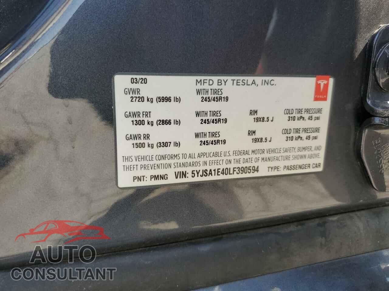 TESLA MODEL S 2020 - 5YJSA1E40LF390594
