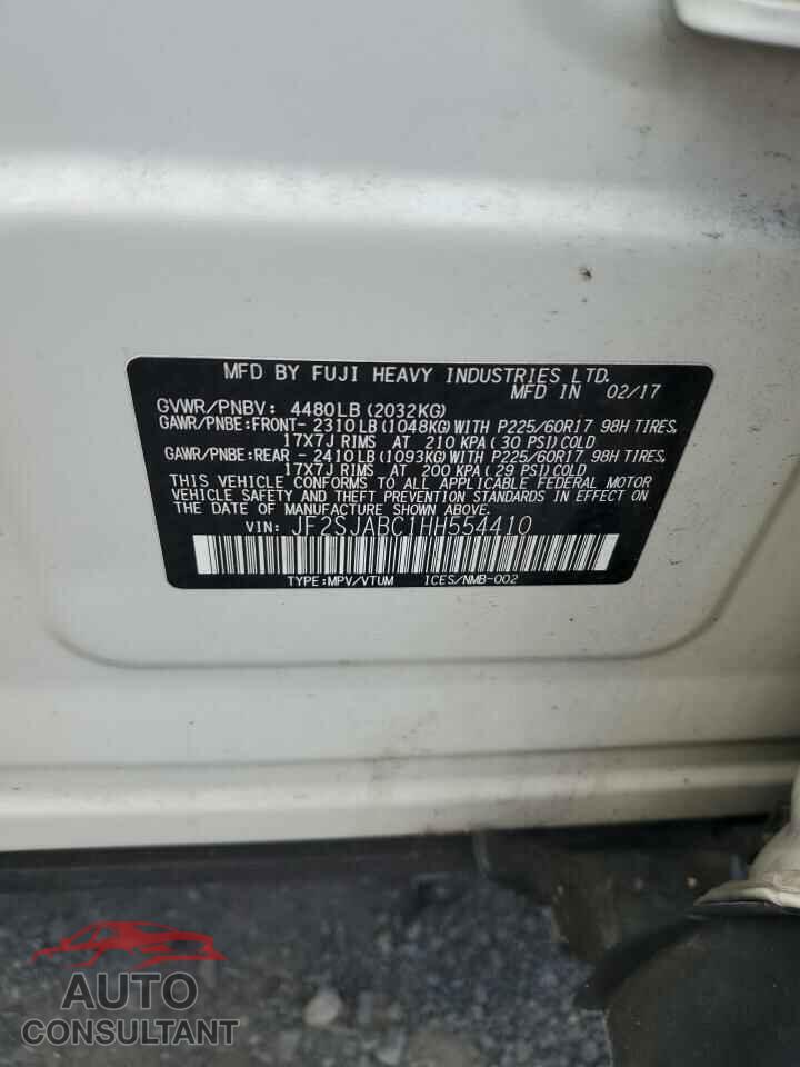 SUBARU FORESTER 2017 - JF2SJABC1HH554410