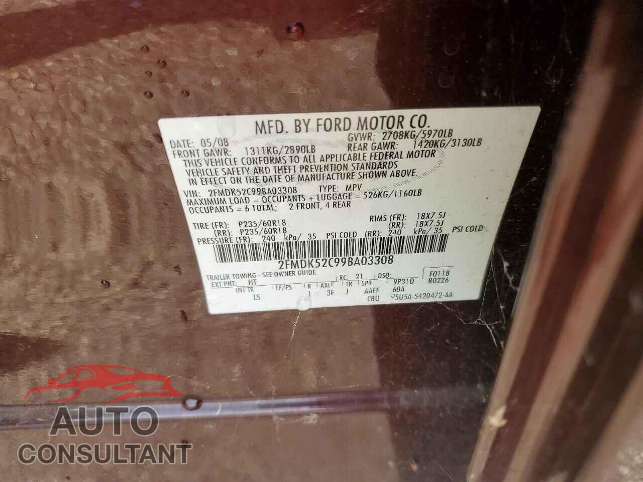 FORD FLEX 2009 - 2FMDK52C99BA03308
