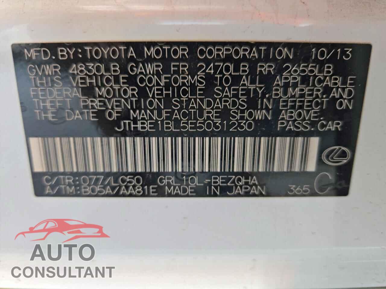 LEXUS GS350 2014 - JTHBE1BL5E5031230