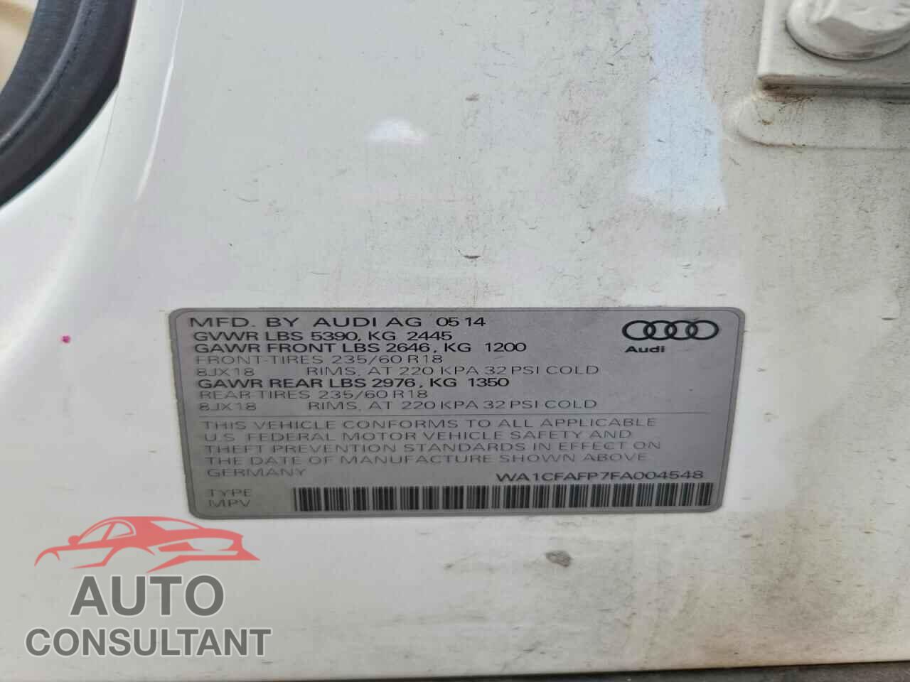 AUDI Q5 2015 - WA1CFAFP7FA004548