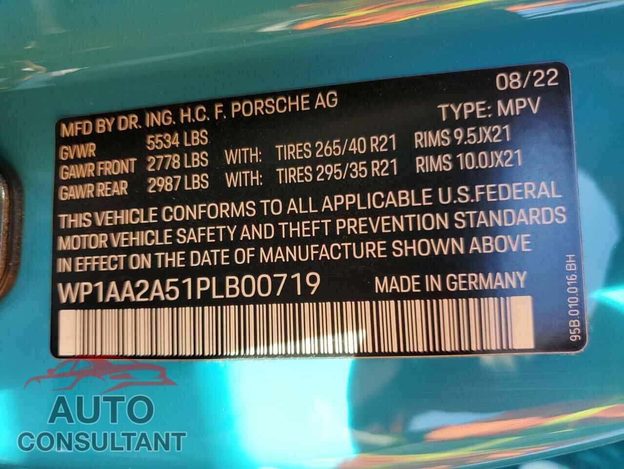 PORSCHE MACAN BASE 2023 - WP1AA2A51PLB00719