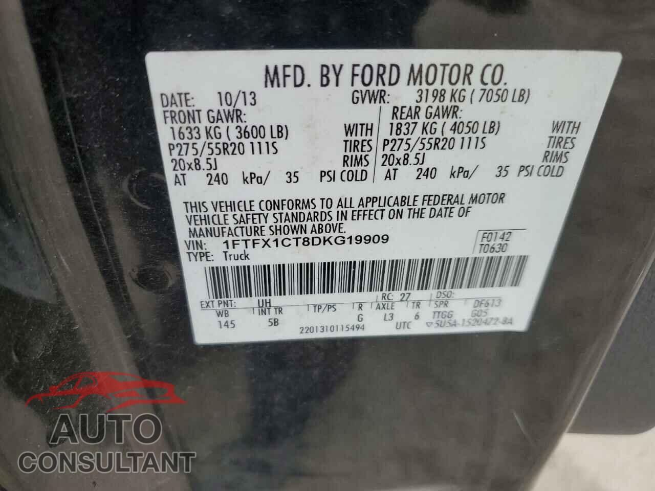 FORD F150 2013 - 1FTFX1CT8DKG19909
