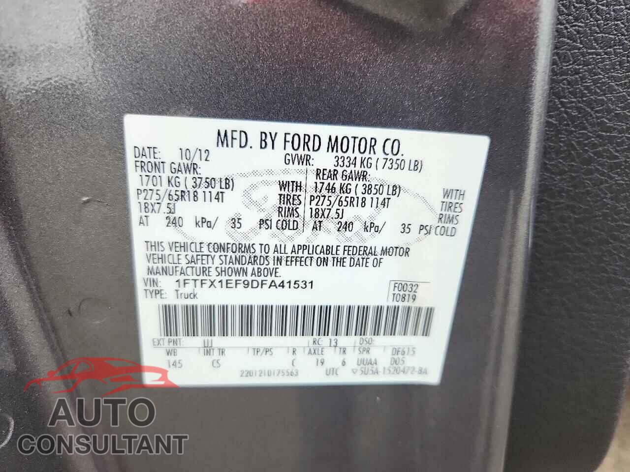 FORD F150 2013 - 1FTFX1EF9DFA41531