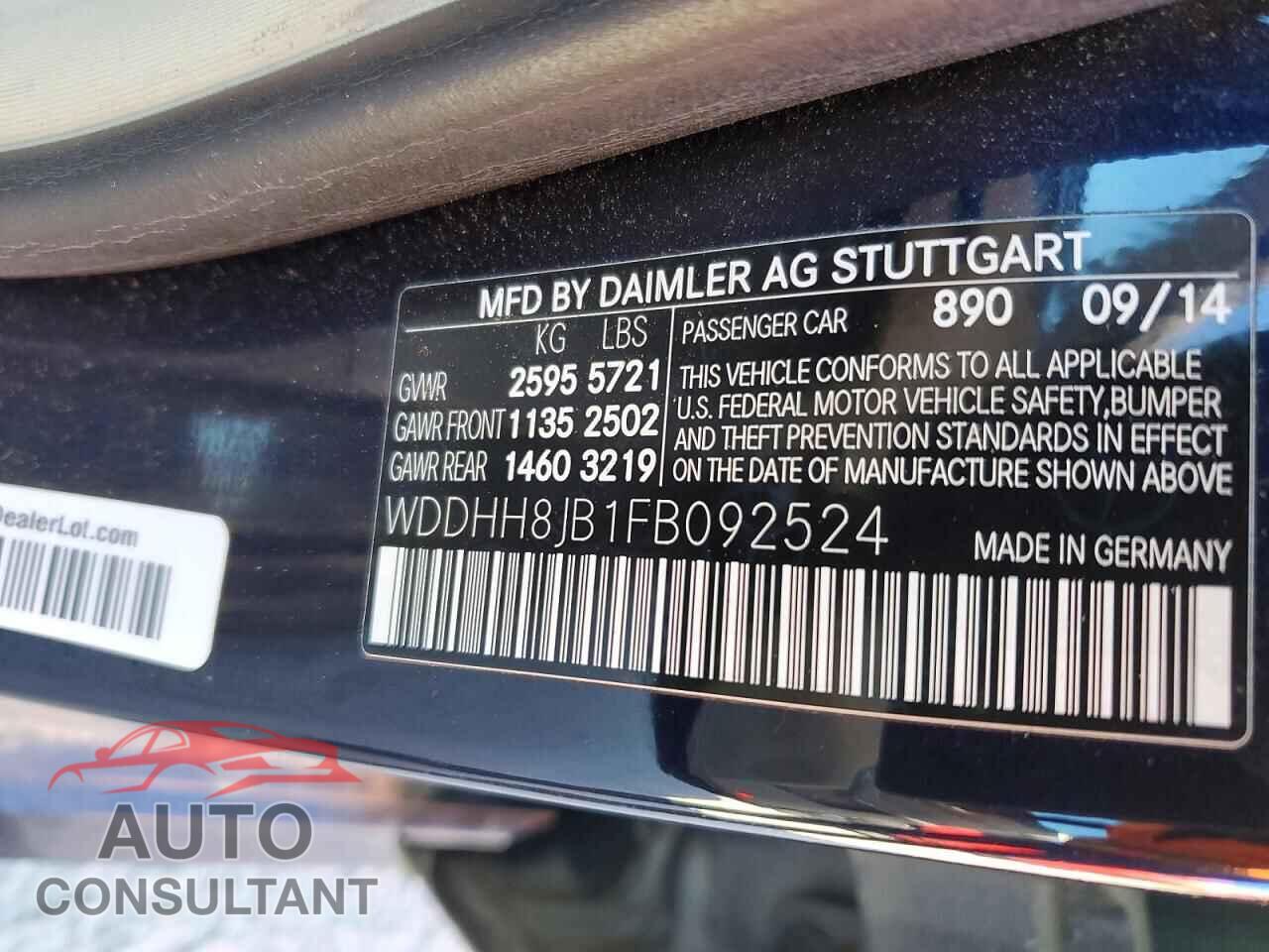 MERCEDES-BENZ E-CLASS 2015 - WDDHH8JB1FB092524