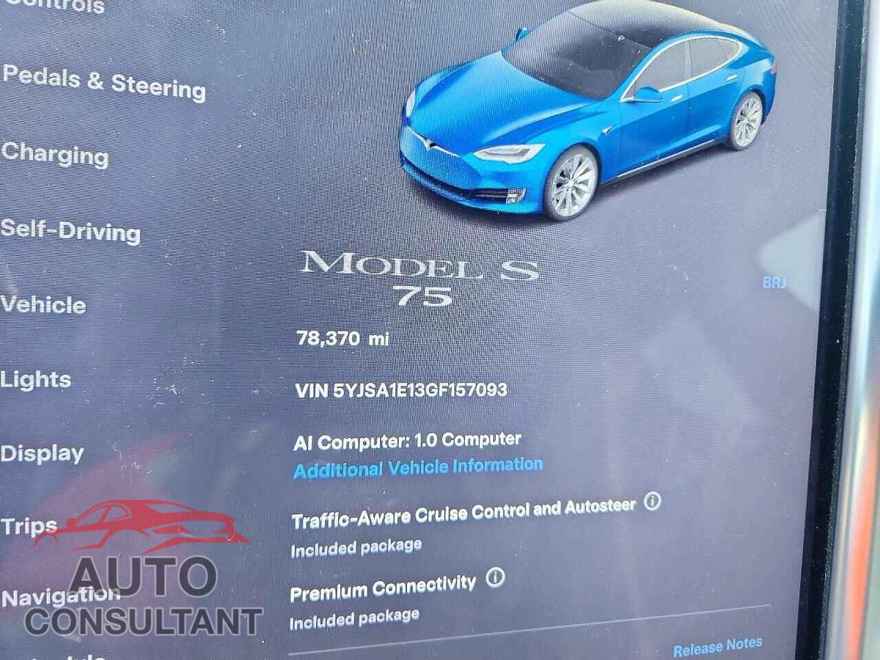 TESLA MODEL S 2016 - 5YJSA1E13GF157093