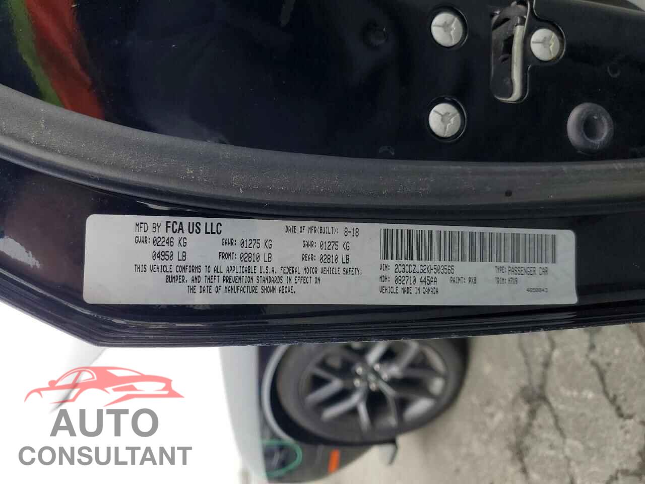 DODGE CHALLENGER 2019 - 2C3CDZJG2KH503565