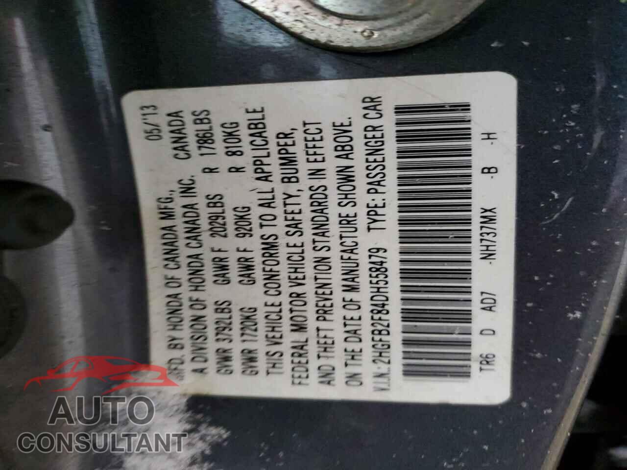 HONDA CIVIC 2013 - 2HGFB2F84DH558479