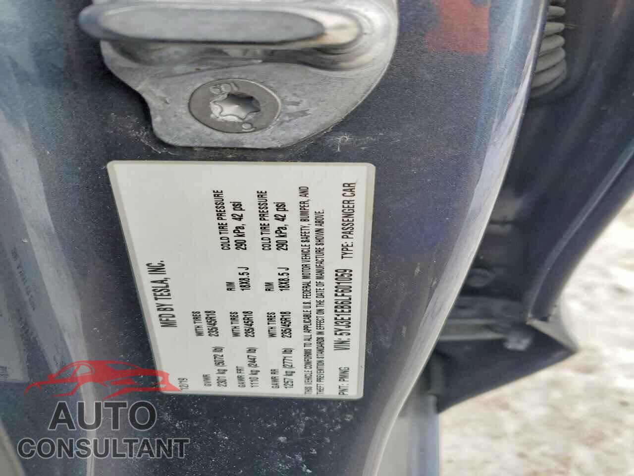 TESLA MODEL 3 2020 - 5YJ3E1EB6LF601059