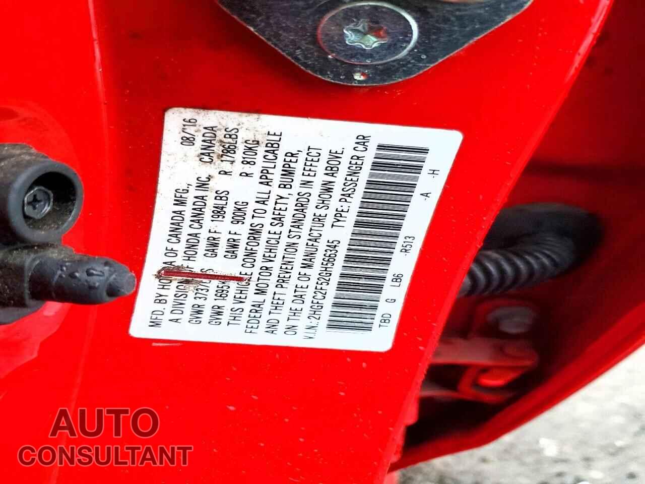 HONDA CIVIC 2016 - 2HGFC2F52GH566345