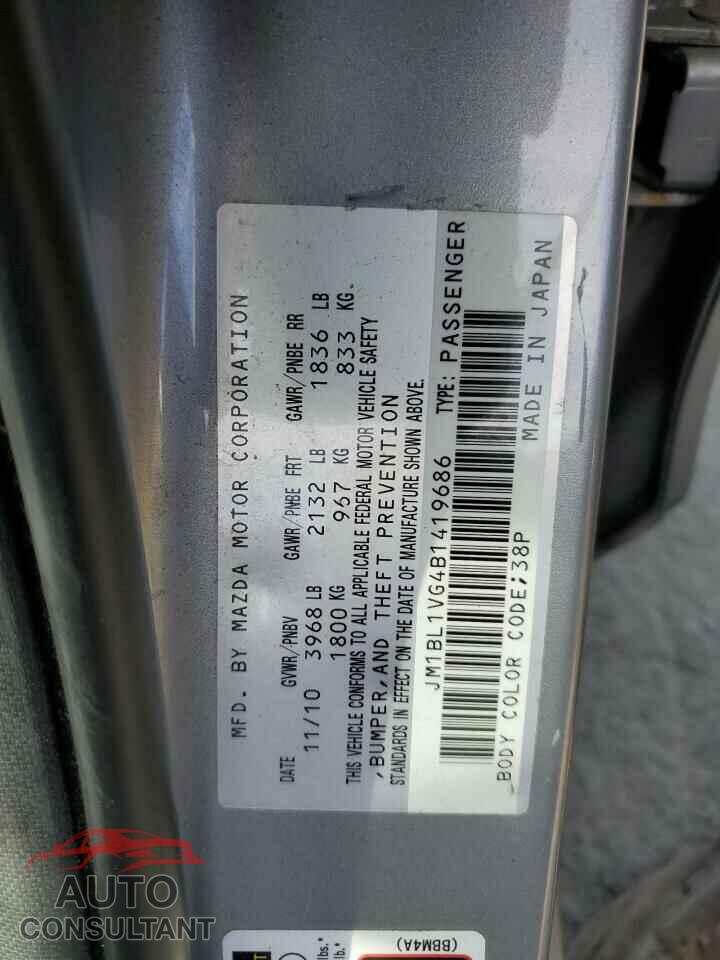 MAZDA 3 2011 - JM1BL1VG4B1419686