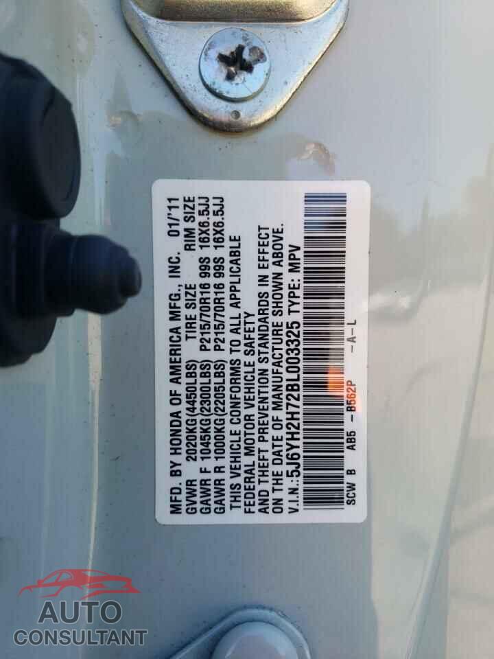 HONDA ELEMENT 2011 - 5J6YH2H72BL003325