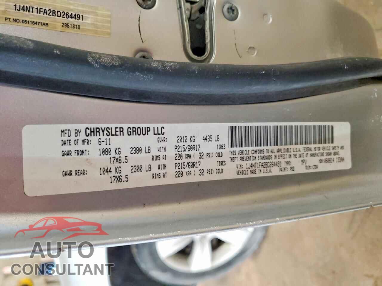 JEEP COMPASS 2011 - 1J4NT1FA2BD264491