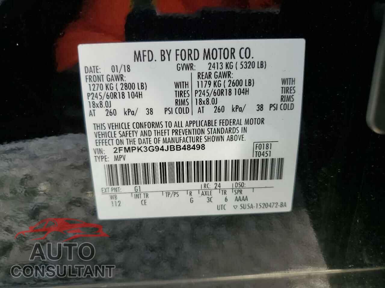 FORD EDGE 2018 - 2FMPK3G94JBB48498