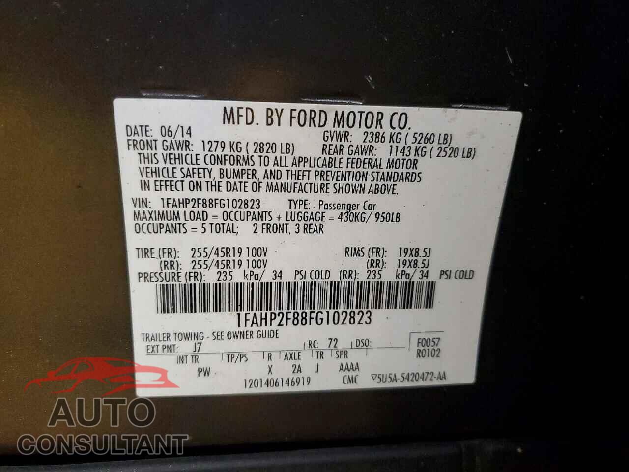 FORD TAURUS 2015 - 1FAHP2F88FG102823
