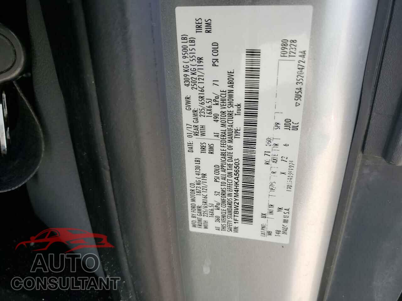 FORD TRANSIT 2017 - 1FTBW2YM4HKA56503