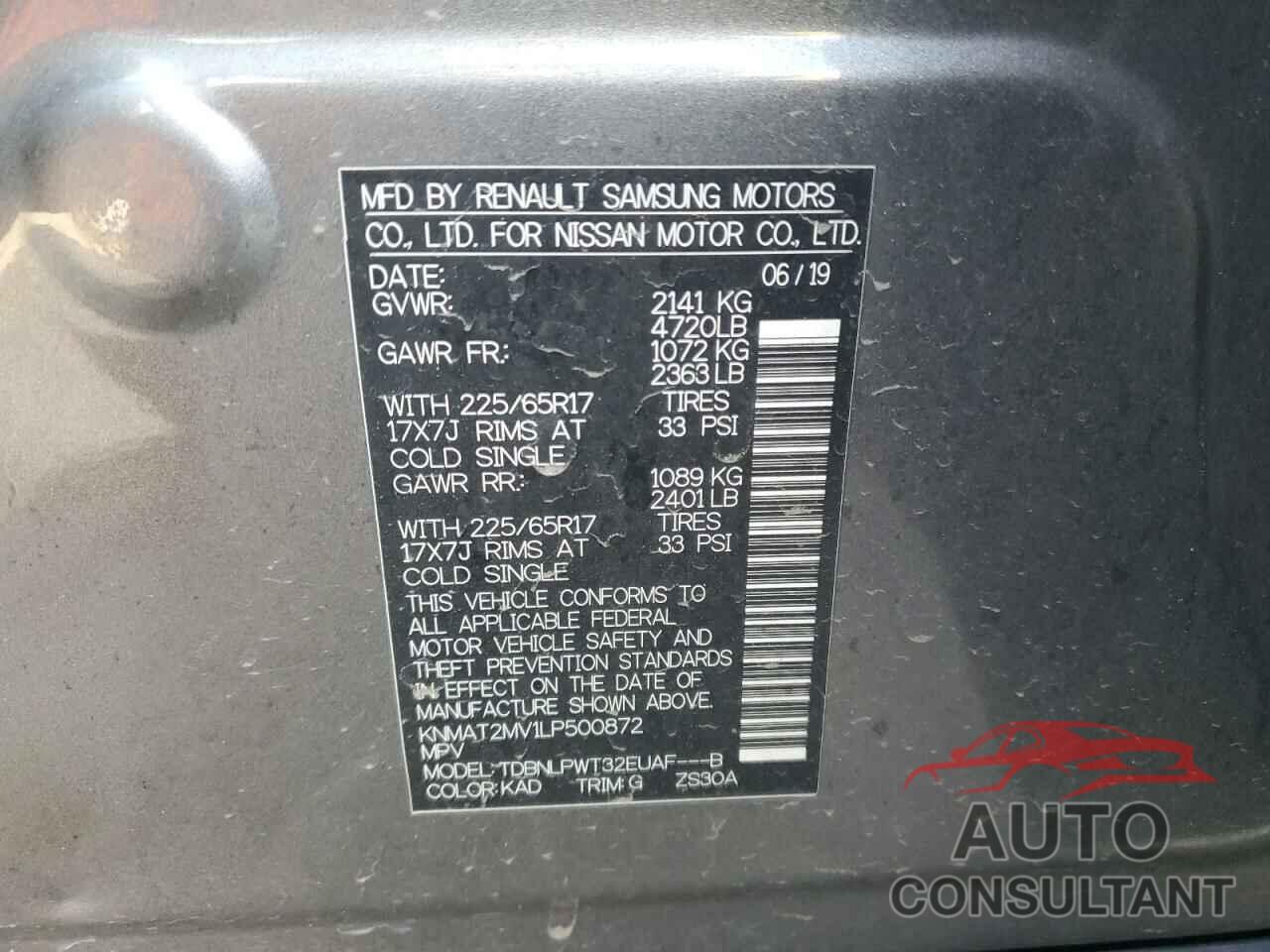NISSAN ROGUE 2020 - KNMAT2MV1LP500872