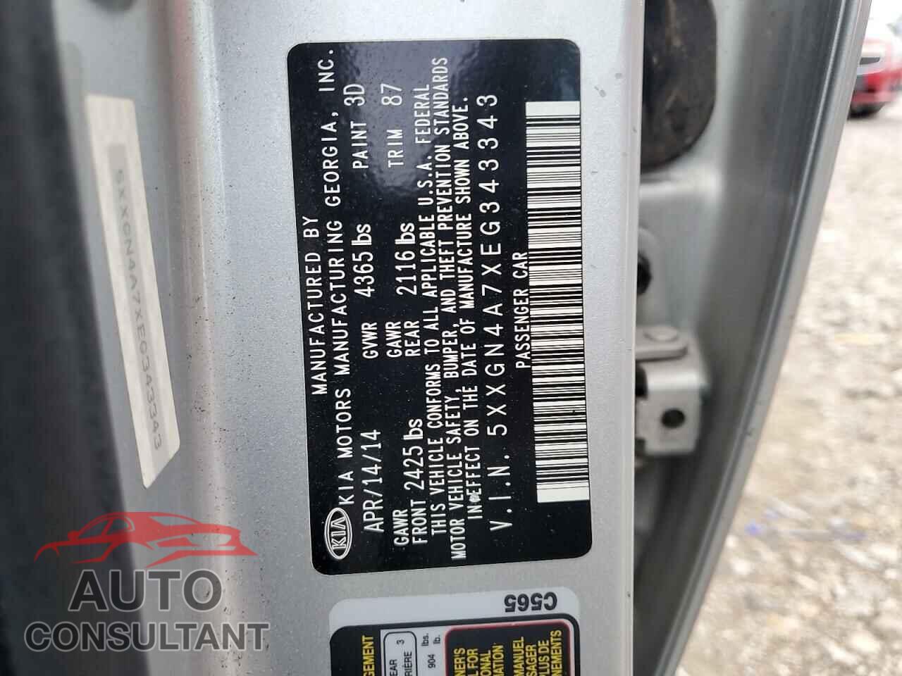 KIA OPTIMA 2014 - 5XXGN4A7XEG343343