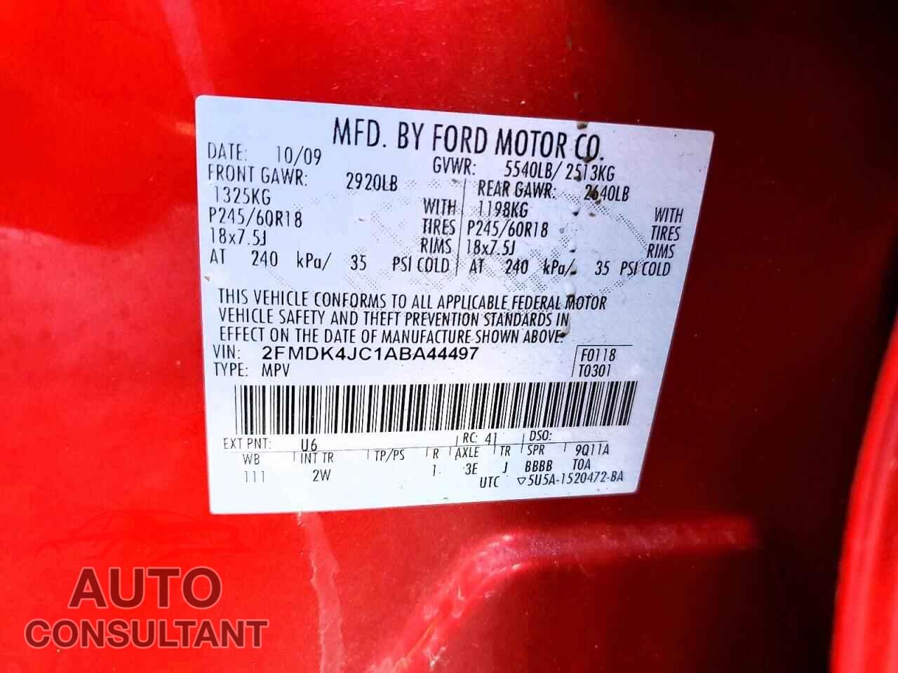 FORD EDGE 2010 - 2FMDK4JC1ABA44497