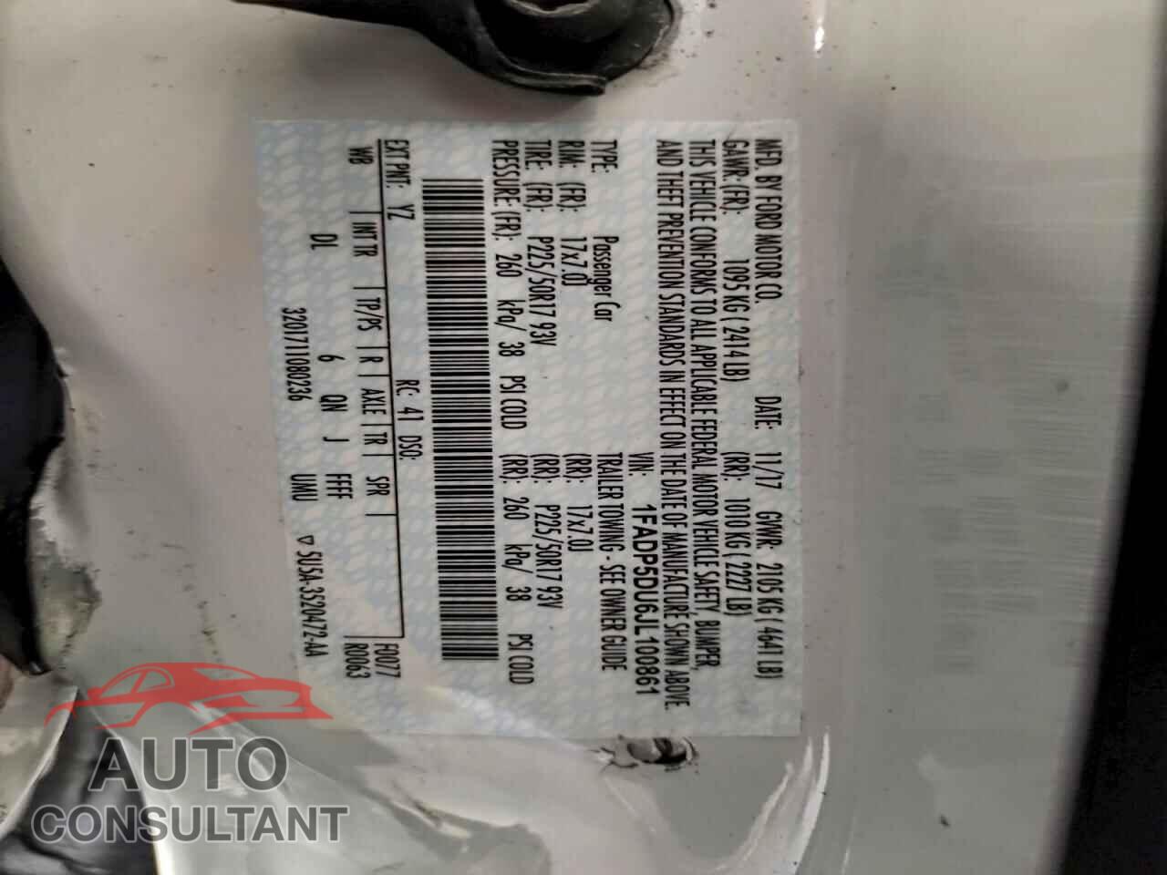 FORD CMAX 2018 - 1FADP5DU6JL100861