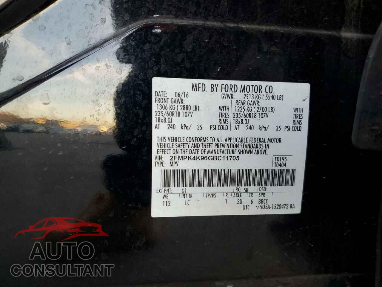 FORD EDGE 2016 - 2FMPK4K96GBC11705