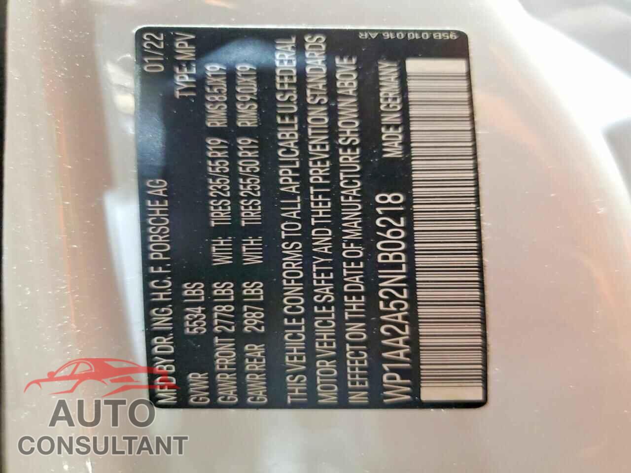 PORSCHE MACAN 2022 - WP1AA2A52NLB06218