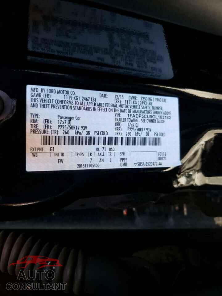 FORD CMAX 2016 - 1FADP5CU9GL103182