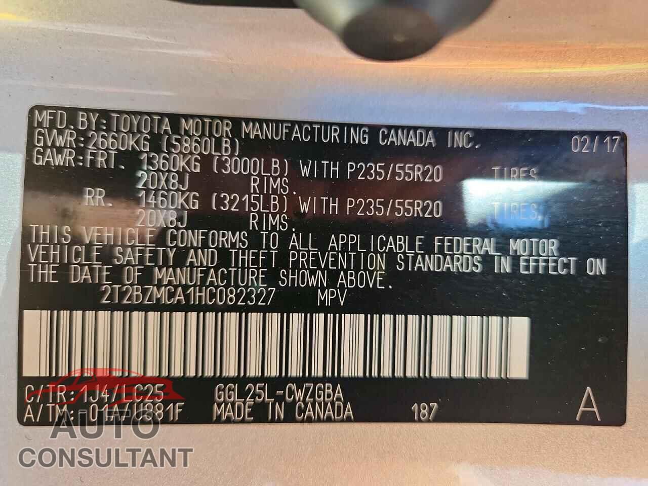 LEXUS RX350 2017 - 2T2BZMCA1HC082327
