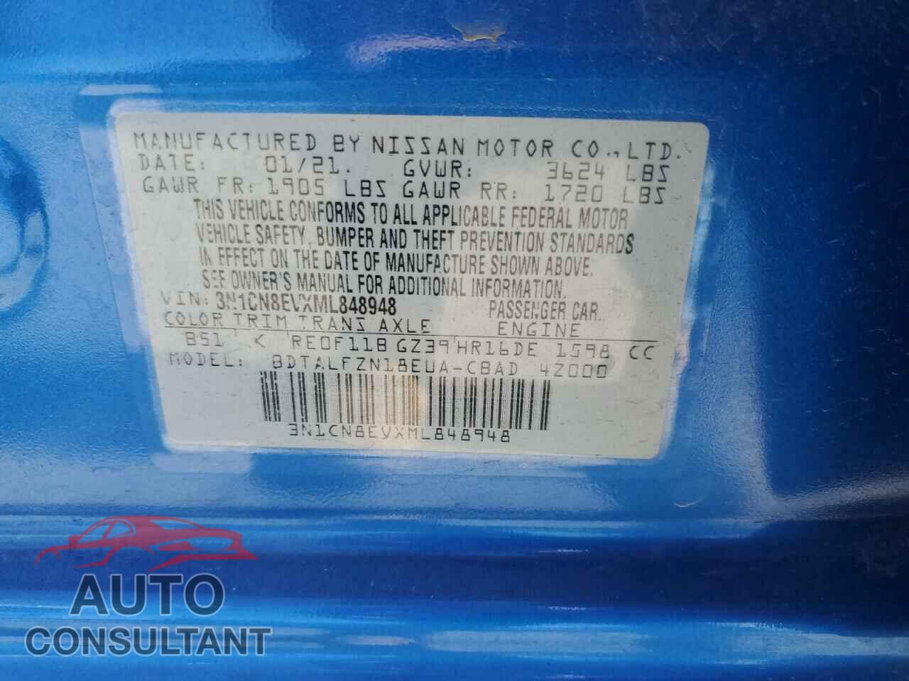 NISSAN VERSA 2021 - 3N1CN8EVXML848948