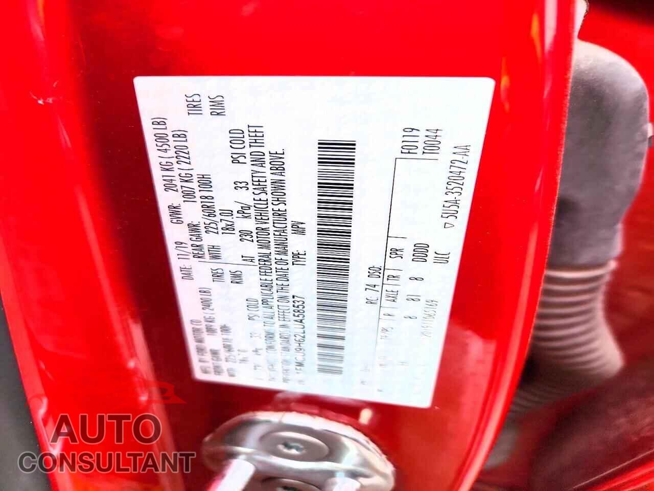 FORD ESCAPE 2020 - 1FMCU9H62LUA58537