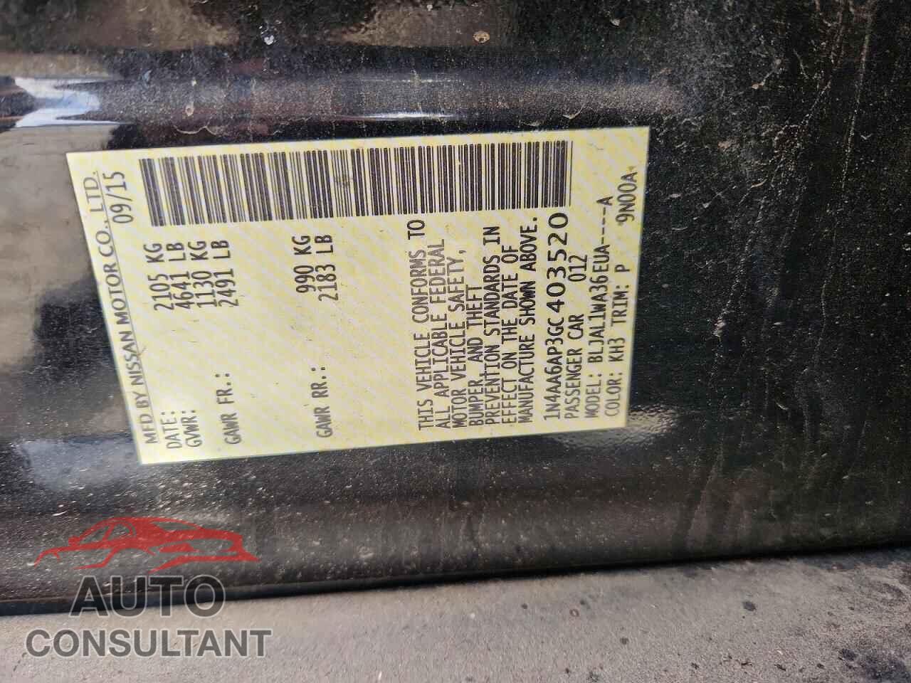 NISSAN MAXIMA 2016 - 1N4AA6AP3GC403520
