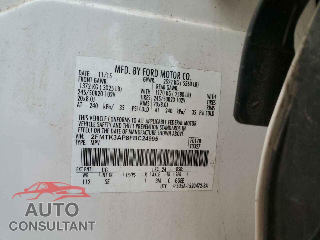 FORD EDGE 2015 - 2FMTK3AP8FBC24995