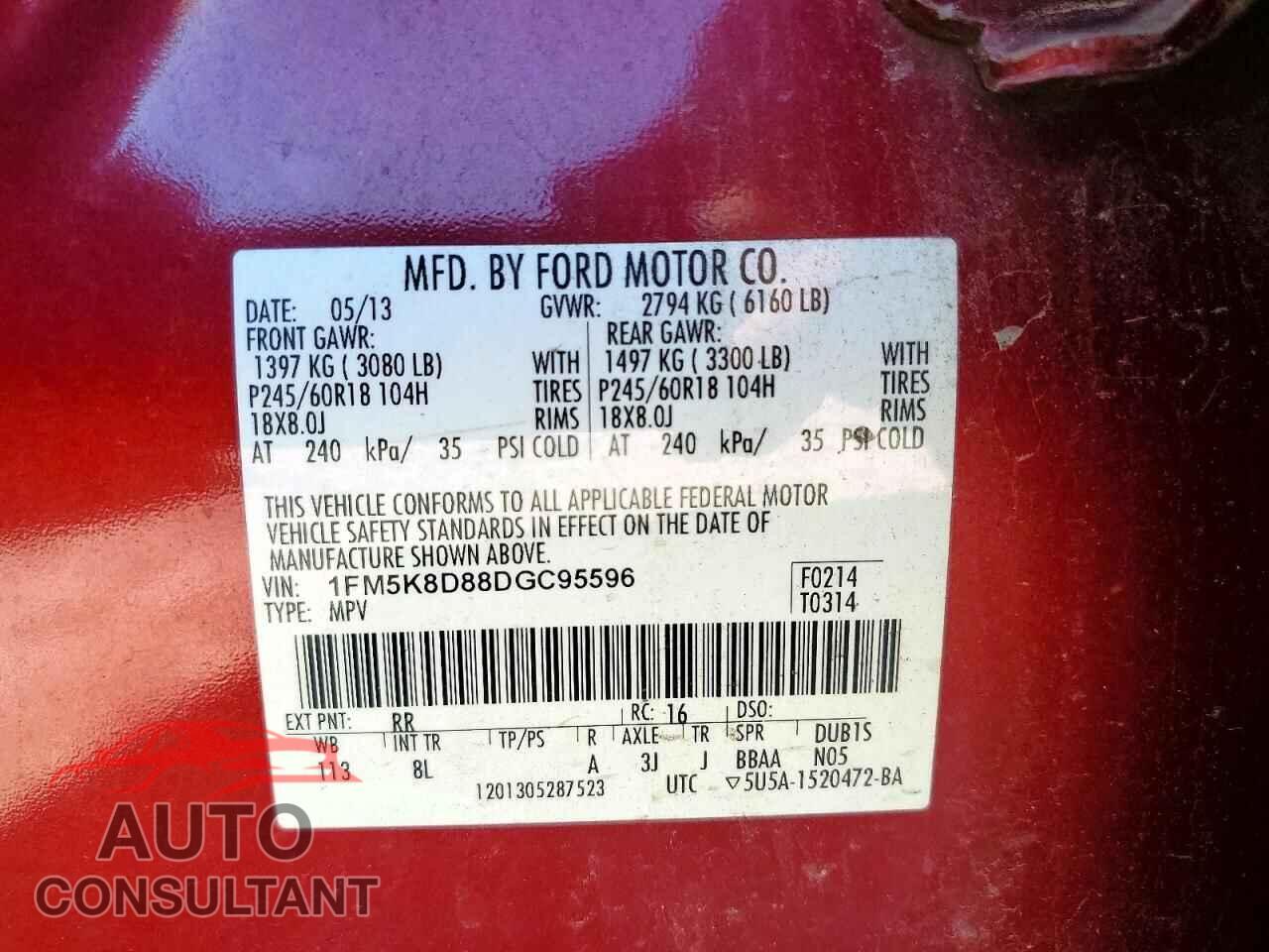 FORD EXPLORER 2013 - 1FM5K8D88DGC95596