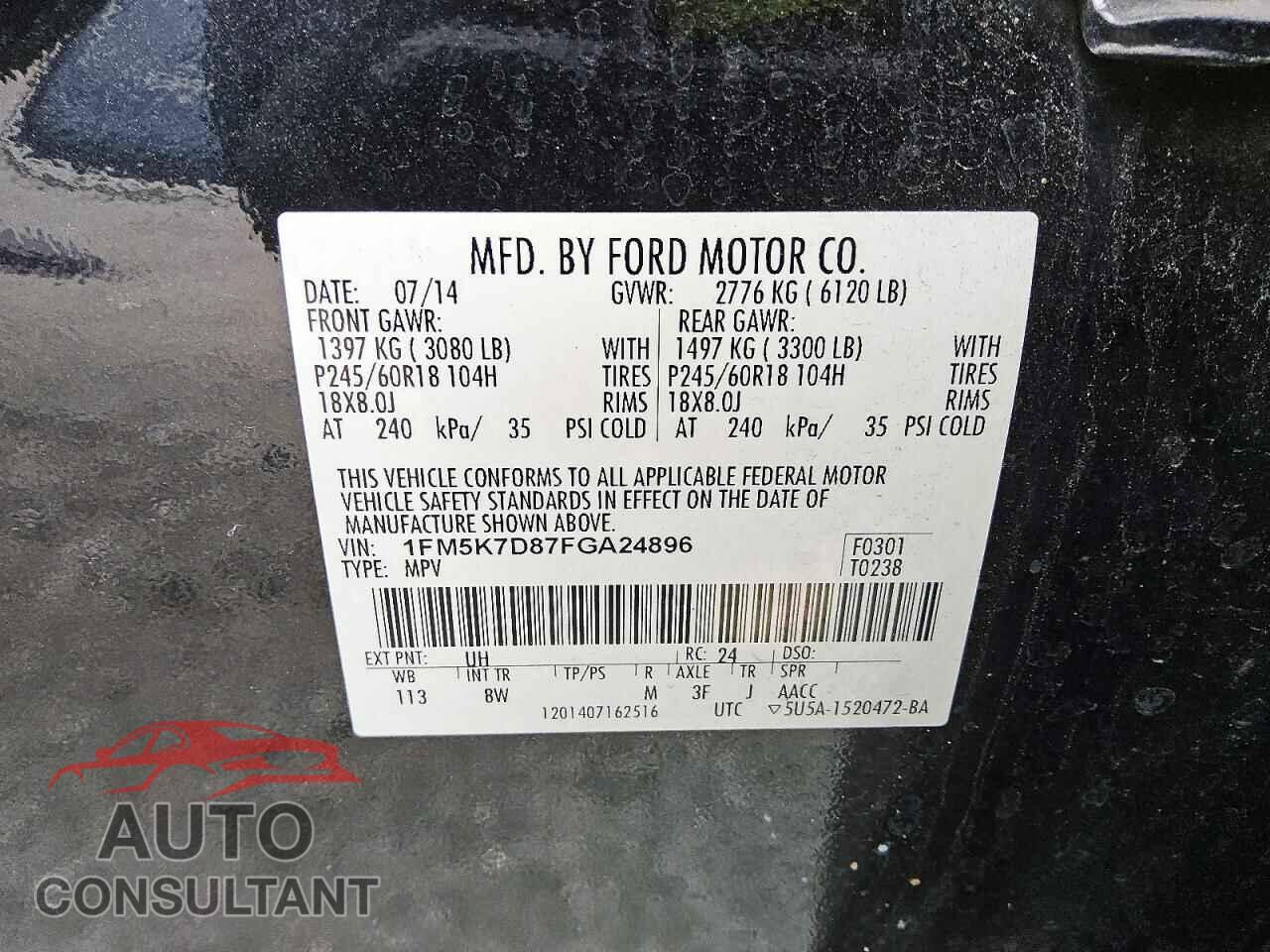 FORD EXPLORER 2015 - 1FM5K7D87FGA24896