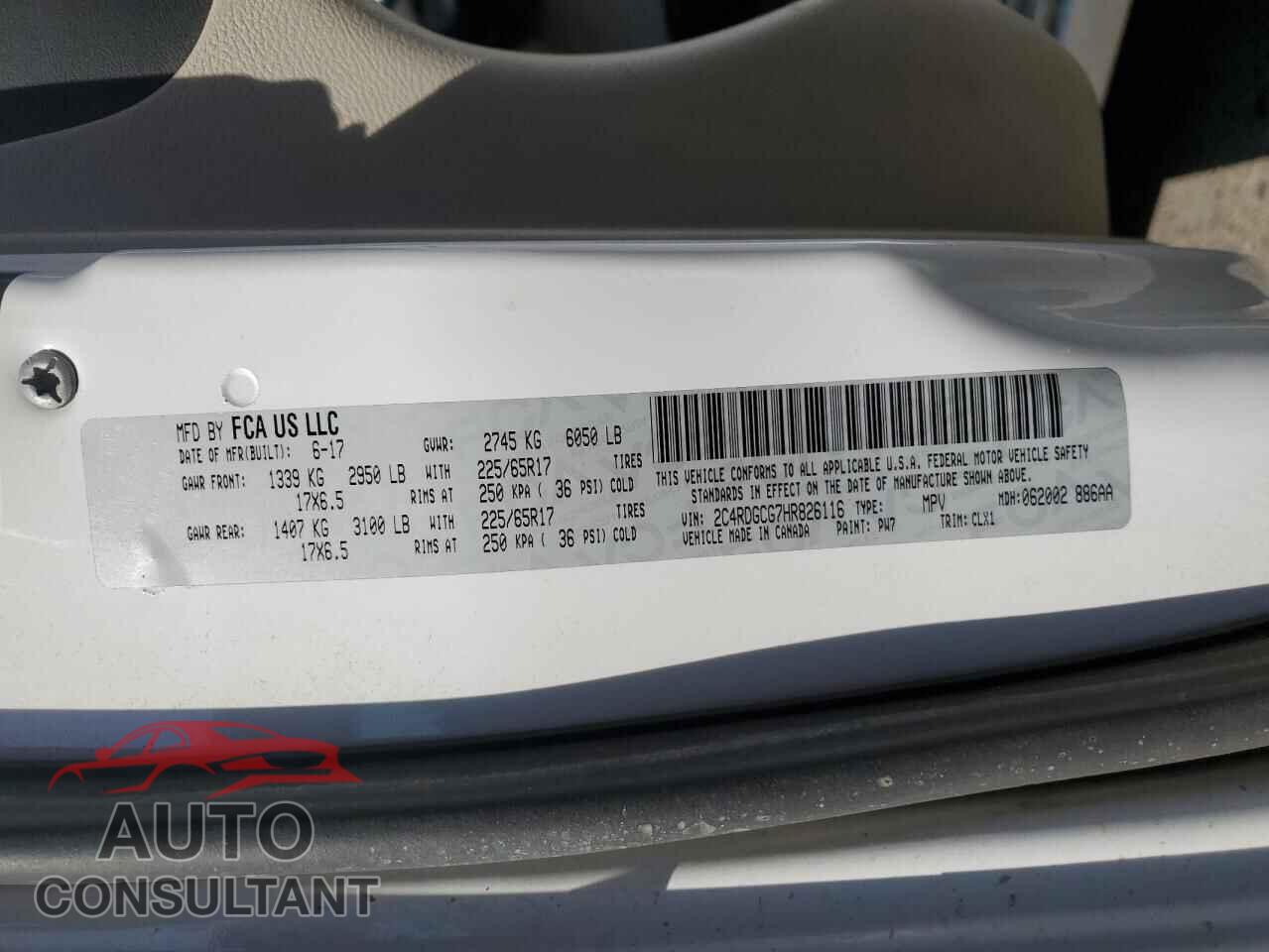 DODGE CARAVAN 2017 - 2C4RDGCG7HR826116