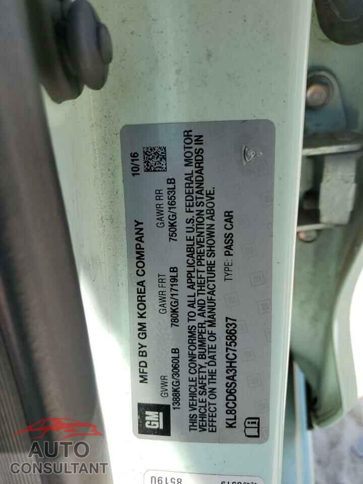 CHEVROLET SPARK 2017 - KL8CD6SA3HC758637