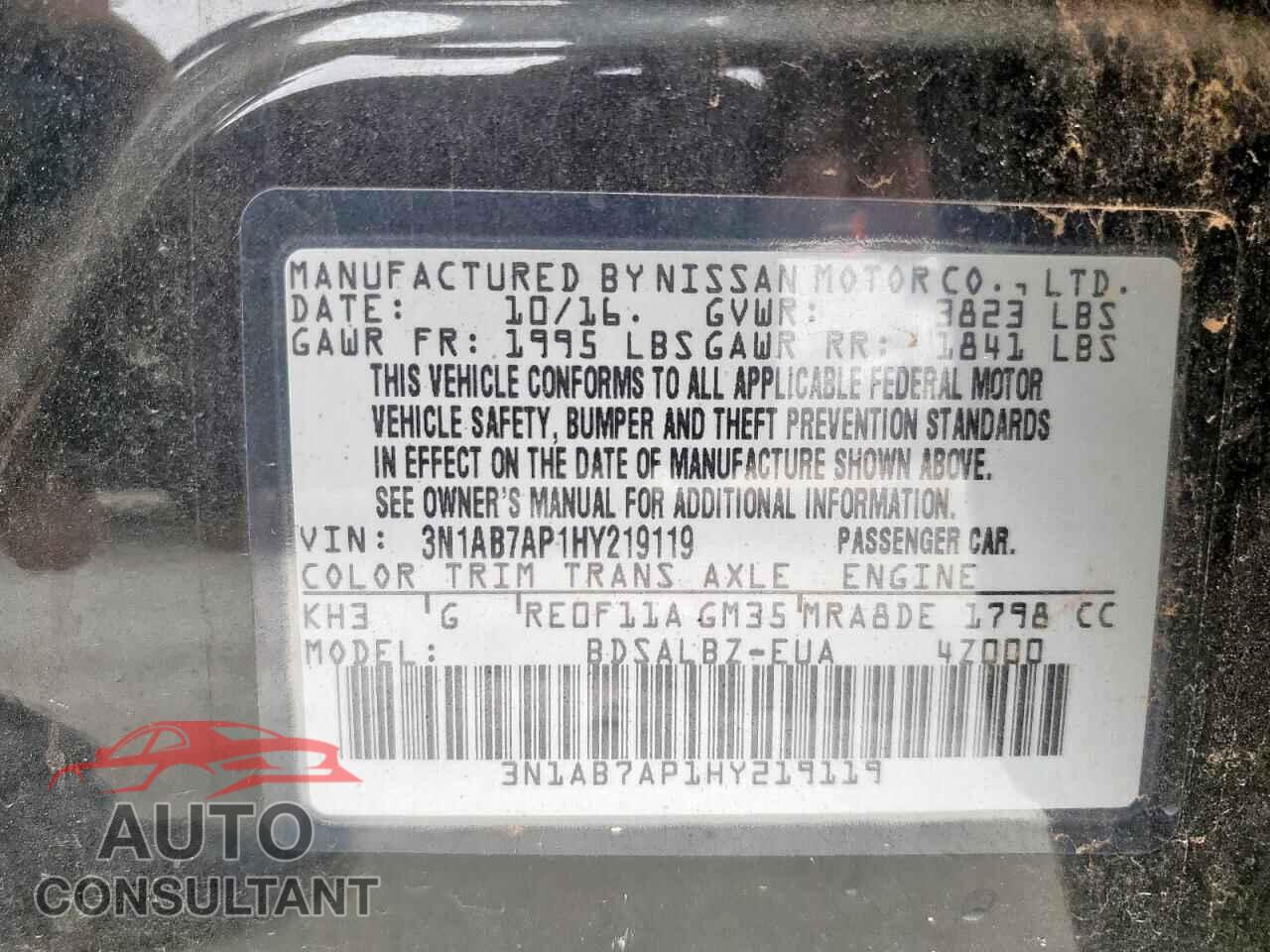 NISSAN SENTRA 2017 - 3N1AB7AP1HY219119