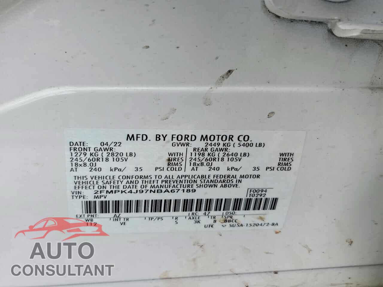 FORD EDGE 2022 - 2FMPK4J97NBA67189