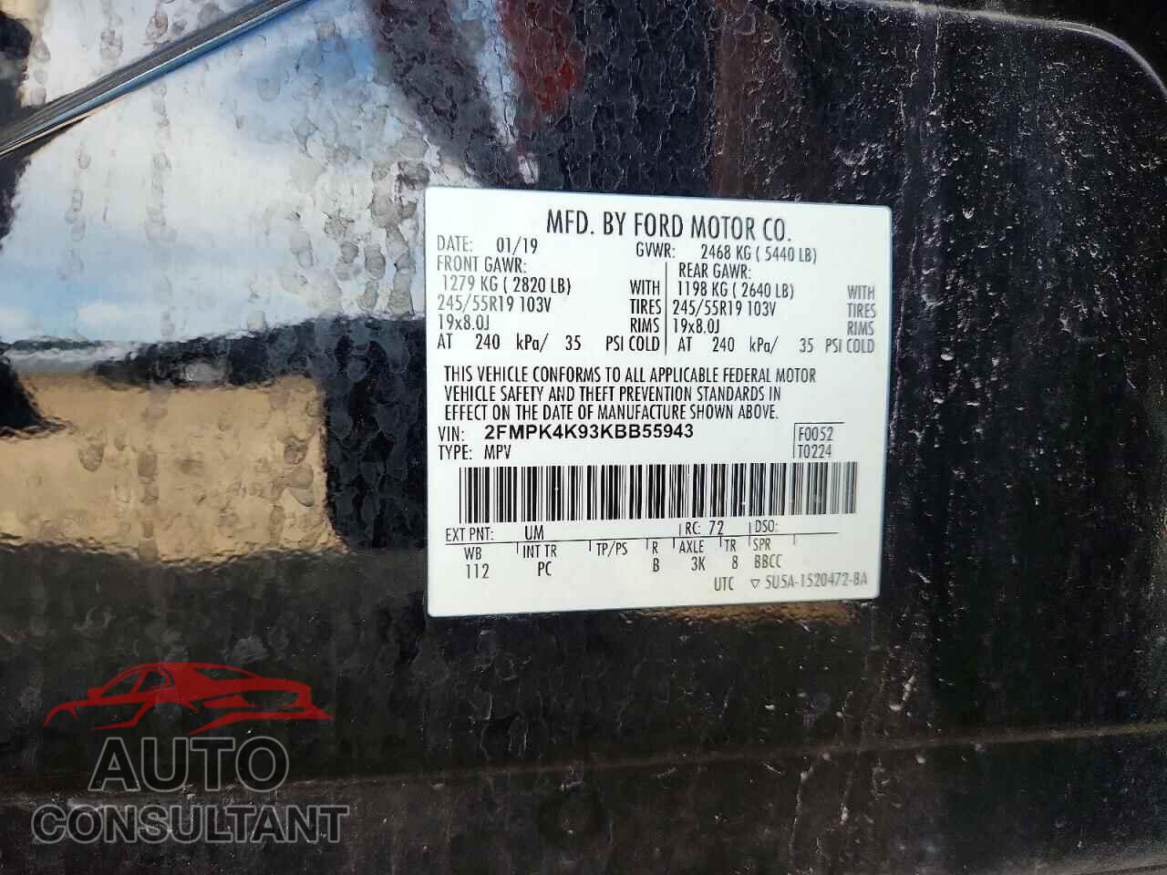 FORD EDGE 2019 - 2FMPK4K93KBB55943