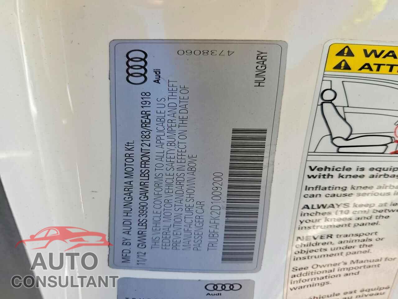 AUDI TT 2013 - TRUBFAFK2D1009200