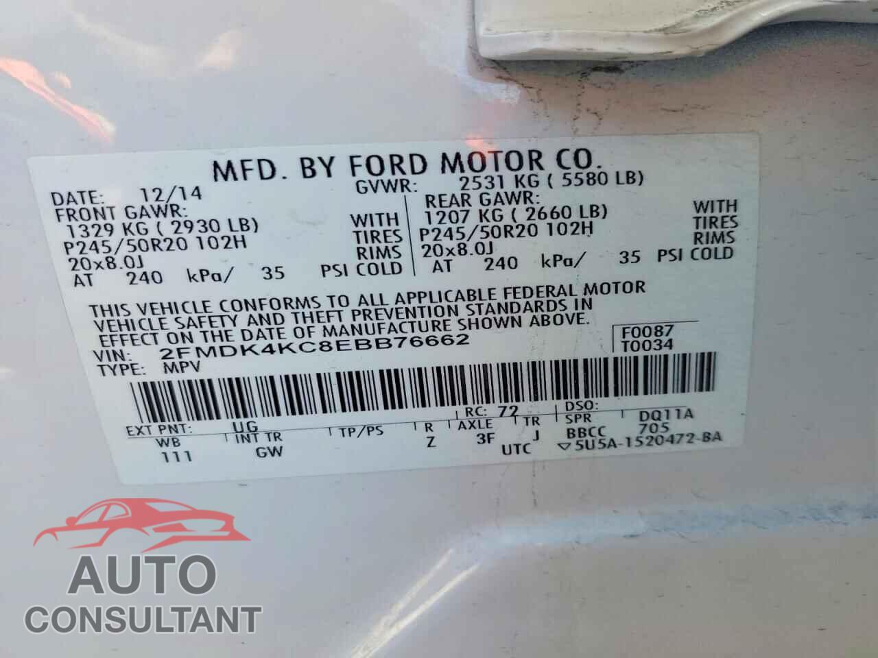 FORD EDGE 2014 - 2FMDK4KC8EBB76662