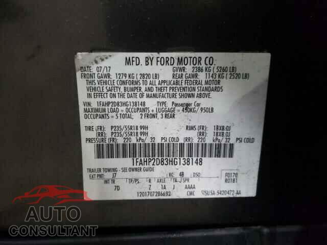 FORD TAURUS 2017 - 1FAHP2D83HG138148