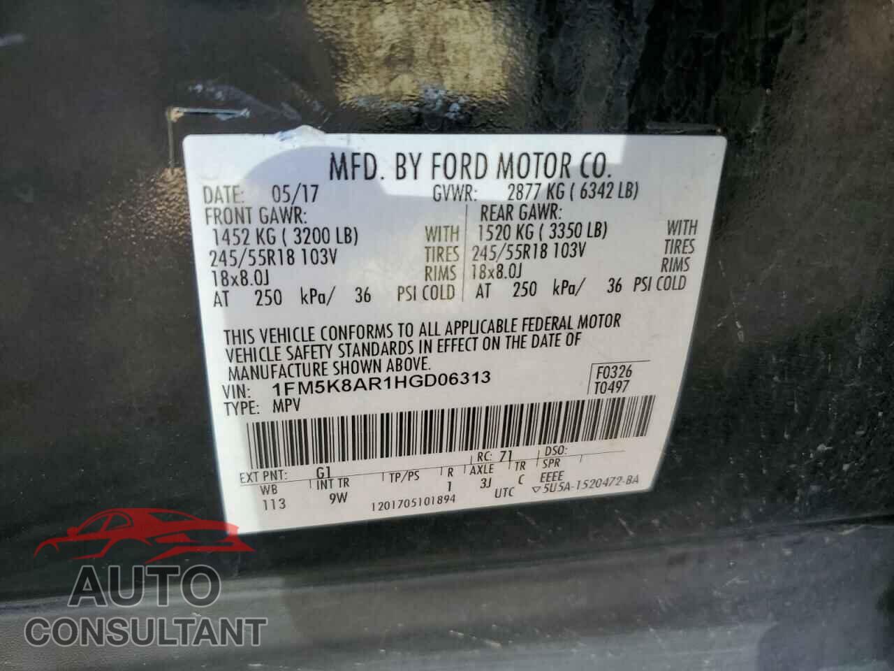 FORD EXPLORER 2017 - 1FM5K8AR1HGD06313