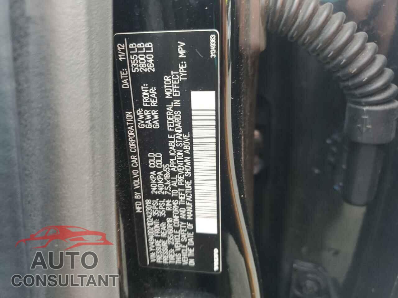 VOLVO XC60 2013 - YV4940DZ1D2423018