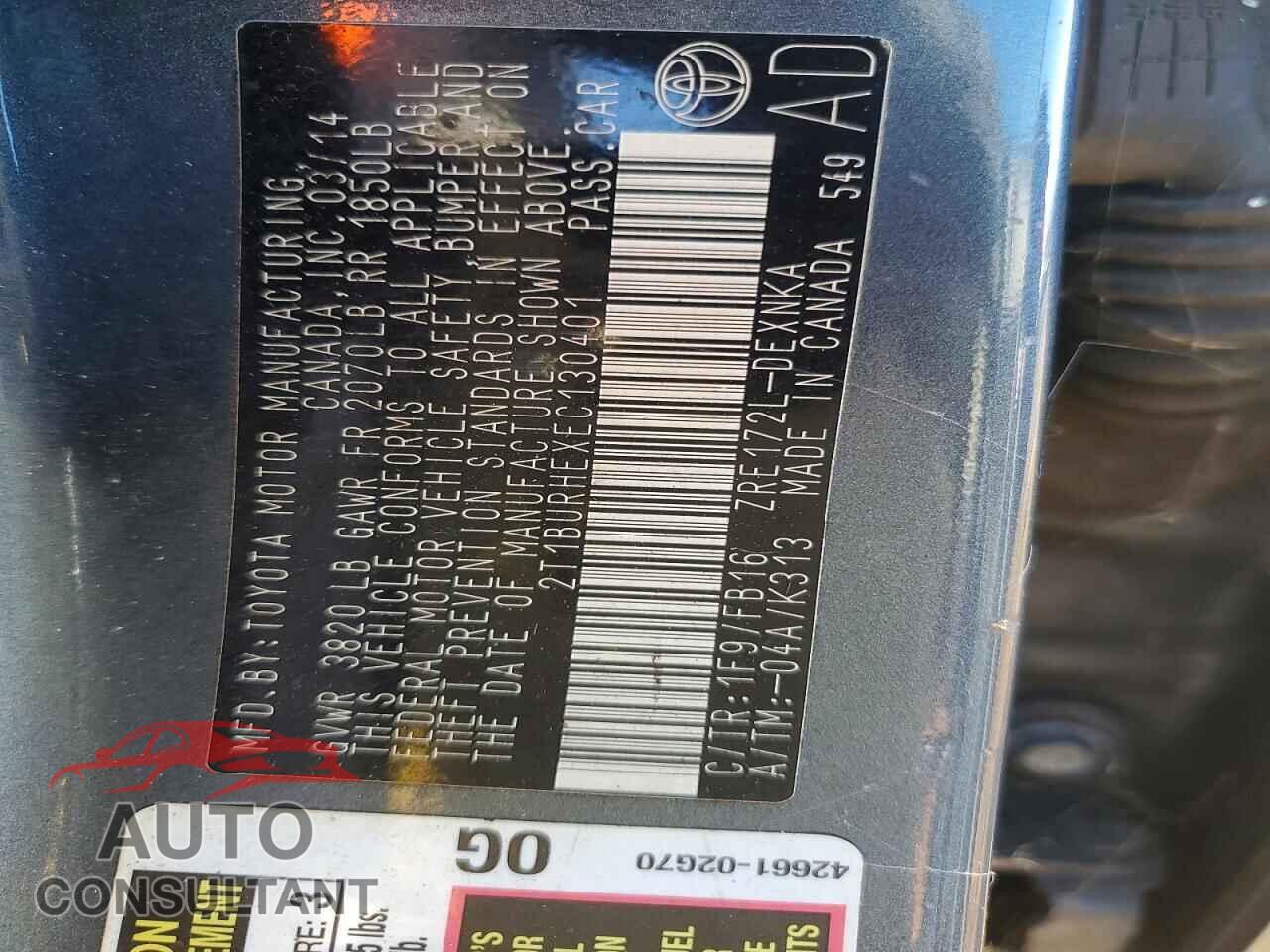 TOYOTA COROLLA 2014 - 2T1BURHEXEC130401