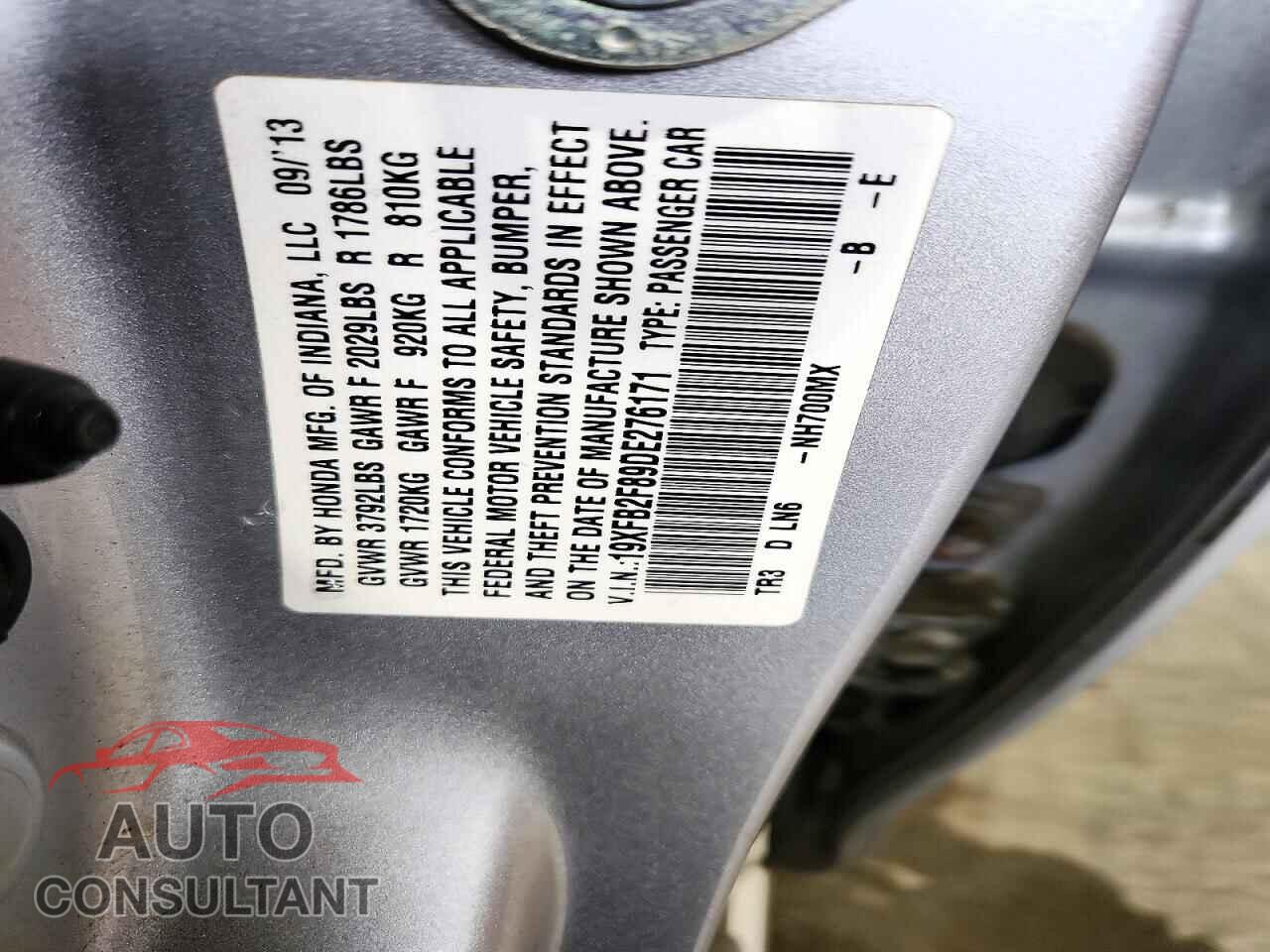 HONDA CIVIC 2013 - 19XFB2F89DE276171