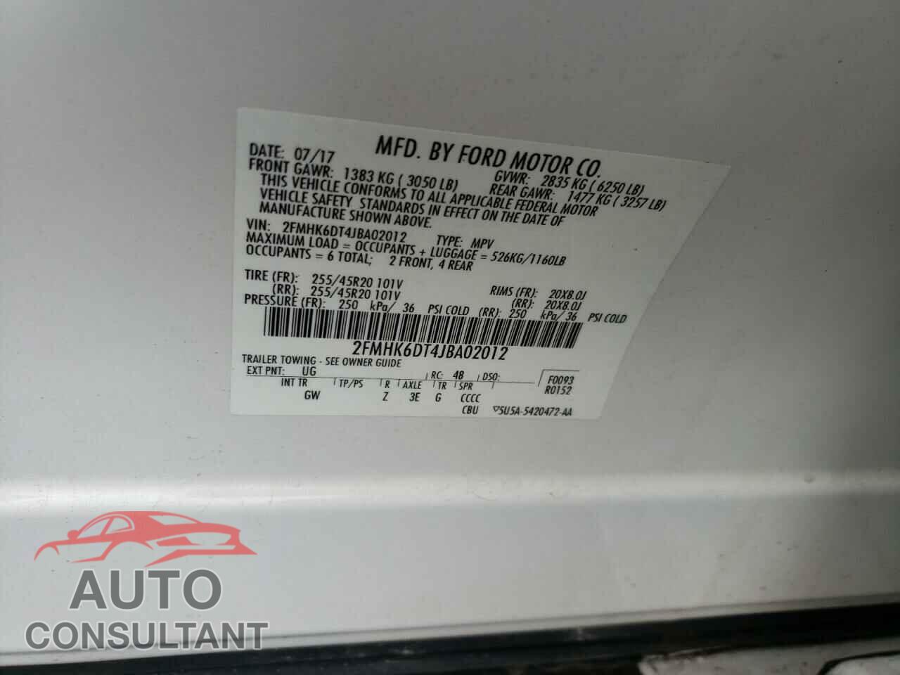 FORD FLEX 2018 - 2FMHK6DT4JBA02012