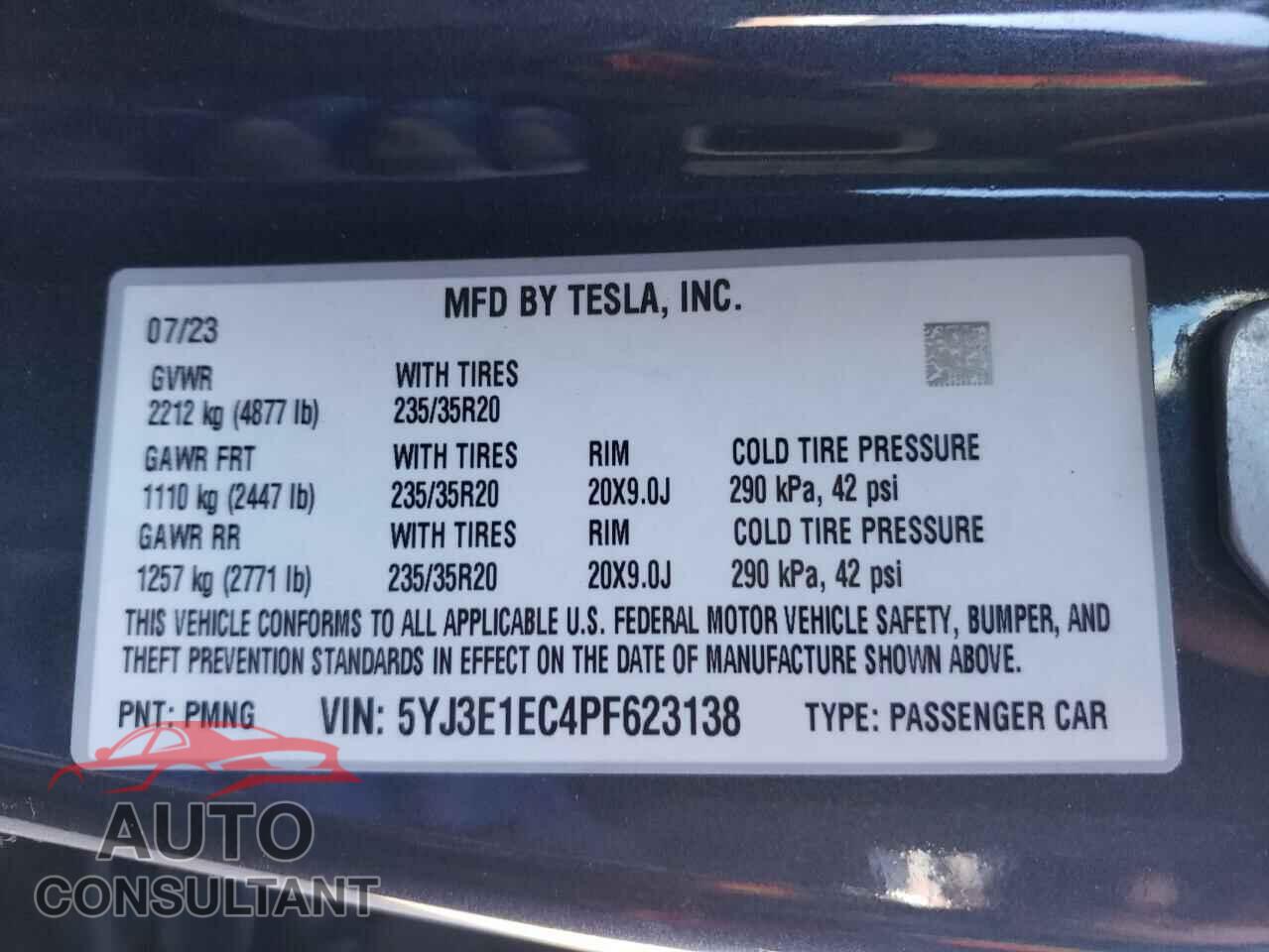 TESLA MODEL 3 2023 - 5YJ3E1EC4PF623138