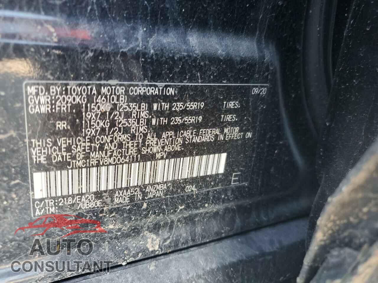 TOYOTA RAV4 2021 - JTMC1RFV8MD064111